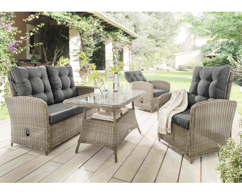 Ensemble de salon Destiny MERANO 2 fauteuils, canapé 2 places, 1 table 120x77x66cm, vintage gris Ensemble de salon Destiny MERANO 2 fauteuils, canapé 2 places, 1 table 120x77x66cm, vintage gris