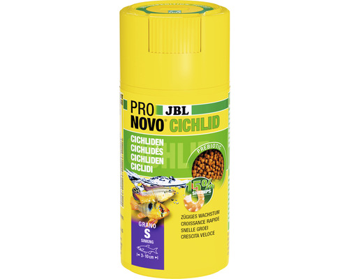 Nourriture en granulés JBL PRONOVO CICHLID GRANO S100mlCL JBL Pro Novo Cichlid S nourriture pour poissons, boîte