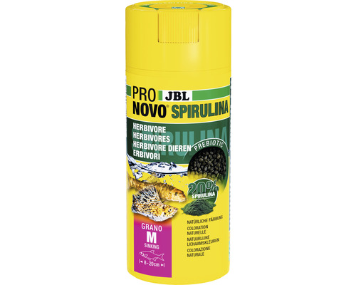 Nourriture en granulés JBL PRONOVO SPIRULINA Taille M 250ml C JBL Pro Novo Spirulina M Nourriture pour poissons herbivores