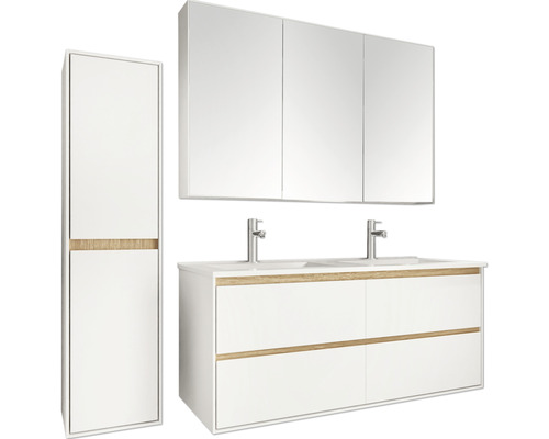 Ensemble de salle de bains avec meuble sous-lavabo, armoire de toilette et armoire haute