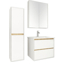 Badezimmerset mit Waschtischunterschrank, Spiegelschrank und Hochschrank