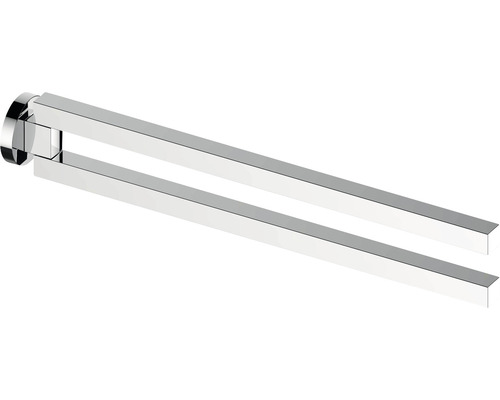 Barre porte-serviettes KEUCO Edition 90 pivotant chrome brillant 19018010000 Porte-serviettes double en métal pour montage mural