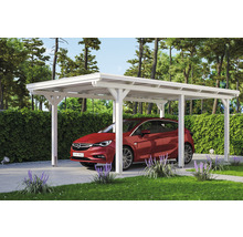 Carport Skanholz Emsland avec ancrage pour poteaux 354 x 604 cm blanc