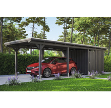 Carport Skanholz Emsland avec espace de rangement,ancrage pour poteaux 354 x 846 cm ardoise