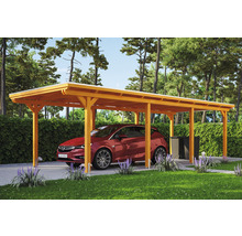 Carport Skanholz Emsland avec ancrage pour poteaux 354 x 846 cm chêne clair
