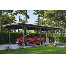 Carport Skanholz Emsland avec ancrage pour poteaux 354 x 846 cm ardoise