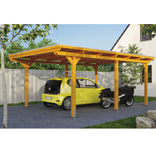 Carport Skanholz Emsland avec ancrage pour poteaux 404 x 604 cm chêne clair