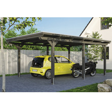 Carport Skanholz Emsland avec ancrage pour poteaux 404 x 604 cm ardoise