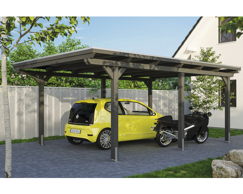 Carport Skanholz Emsland avec ancrage pour poteaux 404 x 604 cm ardoise