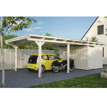 Carport Skanholz Emsland avec espace de rangement,ancrage pour poteaux 404 x 846 cm blanc