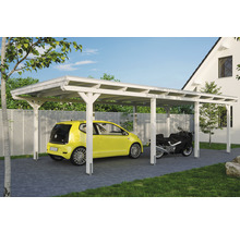 Carport Skanholz Emsland avec ancrage pour poteaux 404 x 846 cm blanc