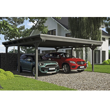 Carport double 2 voitures Skanholz Emsland avec ancrage pour poteaux 613 x 604 cm ardoise