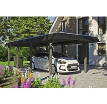 Einzelcarport SKAN HOLZ Wendland schwarze Blende inkl. EPDM Folie, Pfostenanker 362 x 870 cm schiefer