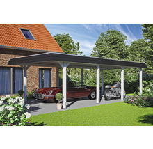 Einzelcarport SKAN HOLZ Wendland schwarze Blende inkl. EPDM Folie, Pfostenanker 409 x 870 cm weiß