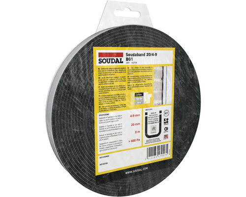 Bande précomprimée autocollante Soudal Soudaband Pro BG1 8 m 20/ 4-9 mm