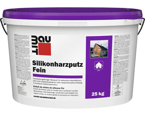 Crépi de façade à la résine de silicone avec structure crépi fin Baumit blanc 25 kg