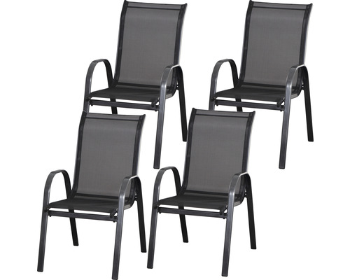 Ensemble de meubles de jardin Gardamo 4 places composé de: 4 chaises métal anthracite