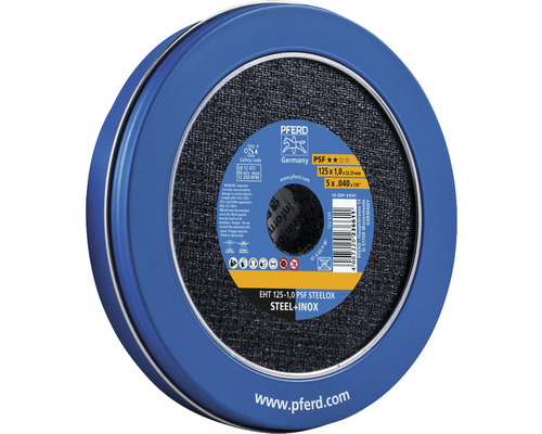 Boîte de disques à poncer PFERD acier/inox Ø125x22,23x1 mm 10 pièces Boîte de disques à poncer PFERD acier/inox Ø125x22,23x1 mm 10 pièces