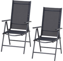 Deux fauteuils de jardin réglables avec accoudoirs et dossier haut