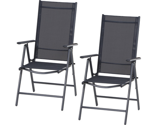 Ensemble de meubles de jardin Gardamo 2 places composé de: 2 chaises métal anthracite