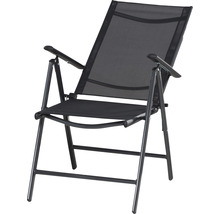 Fauteuil pliant noir pour extérieur avec accoudoirs
