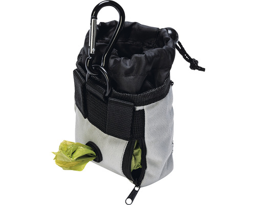 Futterbeutel mit Karabinerhaken, Kordelzug und Kotbeutelspender
