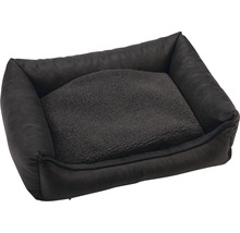 Schwarzes Hundebett mit weichem Kissen