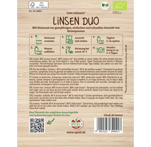 Sperli Linsen Duo semences germées, dos de l''emballage avec les instructions de germination
