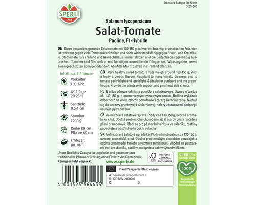 Samenpackung Salattomate Paoline F1-Hybride der Marke Sperli