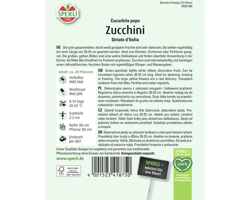 Sperli Zucchini Striato d''Italia Saatgutpackung