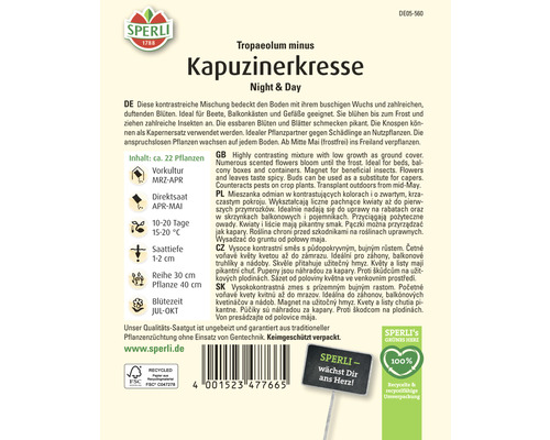 Sachet de graines de capucine Night and Day de la marque Sperli