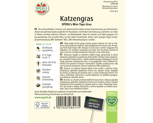Sperli Herbe à chat Mini-Tiger-Gras Emballage