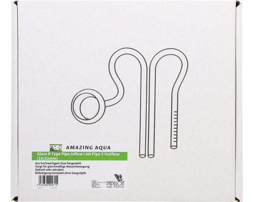 Emballage d''un set d''entrée Glass R Type Pipe et de sortie Jet Pipe S pour aquarium (16/22mm)