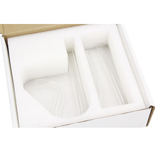 Verpackung mit Glasrohren und Schaumstoffeinlage