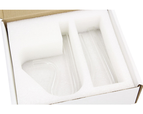 Emballage avec tubes en verre et insert en mousse