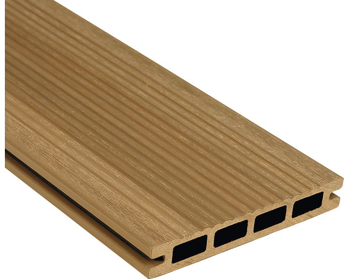 Konsta WPC Terrassendiele Nativo ECO Eiche hellbraun Hohlkammerprofil beschichtet 3000 x 145 x 22,5 mm Terrassendiele aus Holzverbundstoff mit gerillter Oberfläche