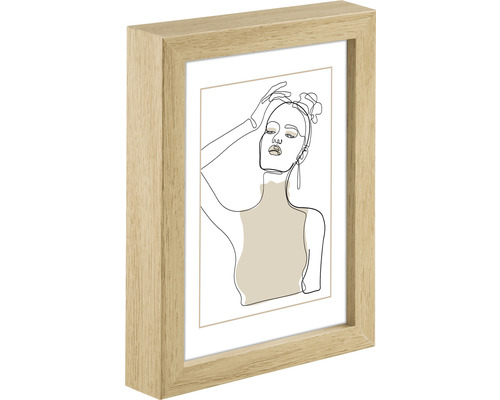 Cadre photo en bois avec motif féminin minimaliste