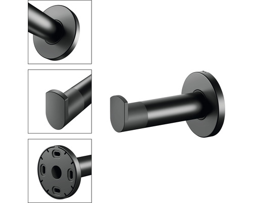 Schwarzer Einzelhaken für Badezimmer