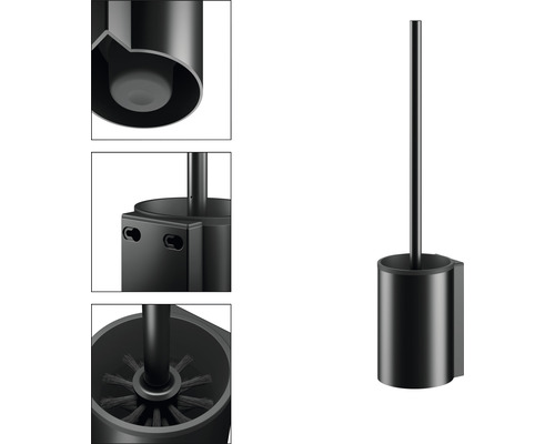 Schwarze WC-Garnitur zur Wandmontage