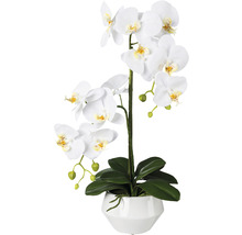 Künstliche Orchidee in weißem Topf
