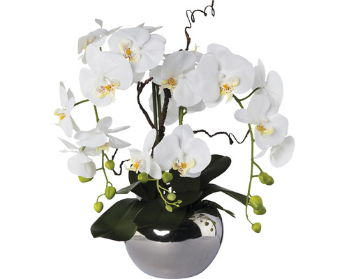 Plante artificielle arrangement de Phalaenopsis grand modèle hauteur : 55 cm blanc
