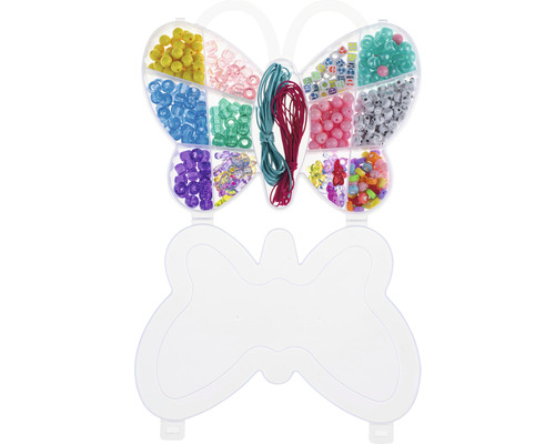 Set de perles pour bijoux en forme de papillon avec différentes perles et différents cordons