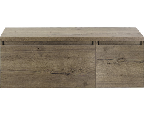 Meuble sous-vasque Sanox Frozen lxhxp 120 (80/40) x 43 cm x 45 cm couleur de façade tabacco avec plan de toilette Meuble sous-vasque Sanox Frozen lxhxp 120 (80/40) x 43 cm x 45 cm couleur de façade tabacco avec plan de toilette