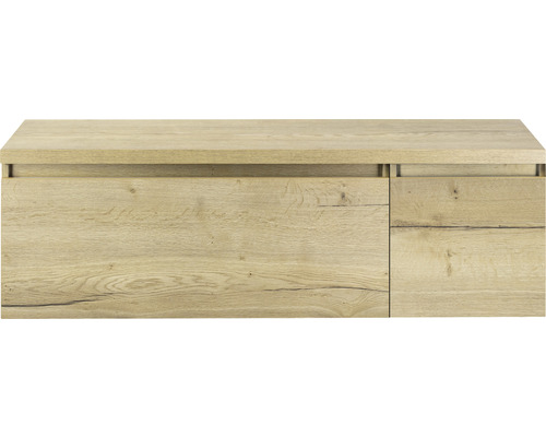 Waschtischunterschrank Sanox Frozen BxHxT 140 (100/40) x 43 cm x 45 cm Frontfarbe eiche natur mit Waschtischplatte Waschtischunterschrank Sanox Frozen BxHxT 140 (100/40) x 43 cm x 45 cm Frontfarbe eiche natur mit Waschtischplatte