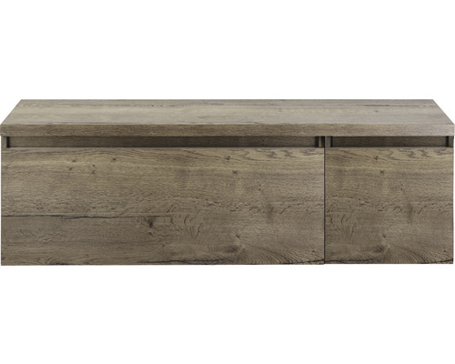 Meuble sous-vasque Sanox Frozen lxhxp 140 (100/40) x 43 cm x 45 cm couleur de façade tabacco avec plan de toilette Meuble sous-vasque Sanox Frozen lxhxp 140 (100/40) x 43 cm x 45 cm couleur de façade tabacco avec plan de toilette