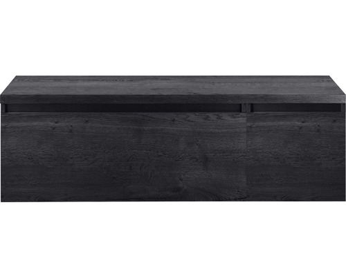 Meuble sous-vasque Sanox Frozen lxhxp 140 (100/40) x 43 cm x 45 cm couleur de façade black oak avec plan de toilette Meuble sous-vasque Sanox Frozen lxhxp 140 (100/40) x 43 cm x 45 cm couleur de façade black oak avec plan de toilette