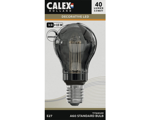 Ampoule LED A60 à intensité lumineuse variable E27/3,5W titan 40 lm 2000 K blanc chaud Calex Crown Calex Holland Lampe LED décorative, 40 lumens, 3,5 watts, E27 A60