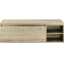 Waschtischunterschrank Sanox Frozen BxHxT 140 x 43 cm x 45 cm Frontfarbe eiche natur mit Waschtischplatte und Regal