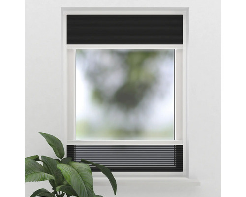Fenster mit schwarzem Plissee