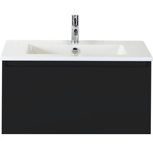 Badmöbelset 2-teilig Einzelbadmöbel Sanox Frozen BxHxT 81 x 42 x 46 cm Frontfarbe schwarz matt mit Waschtisch Keramik weiß 75734532